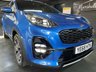 USED 2018 68 KIA SPORTAGE 1.6 CRDI GT-LINE ISG 5d 135 BHP 49600 MILES - KIA HISTORY - BLUE FLAME- BLACK LEATHER WITH RED PIPING AND STITCHING- LANE DEPARTURE - TOWBAR - PRIVACY GLASS - REVERSE CAMERA