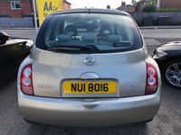 USED 2004 NISSAN MICRA 1.2 S 5d 80 BHP ULTRA LOW MILEAGE AUTOMATIC !!! COMES WITH GOOD SERVICE HISTORY AND A NEW MOT ON PURCHASE.  AVERAGE 45 MPG AND INSURANCE GROUP 10. TIMING CHAIN RUN ENGINE TO GIVE PEACH OF MIND. COMES IN A NICE GOLD COLOUR. SPECS INCLUDE REMOTE LOCKING, ELECTRIC WINDOWS, CD/RADIO, CLOTH INTERIOR, STEEL WHEELS. WONT BE AROUND FOR LONG.