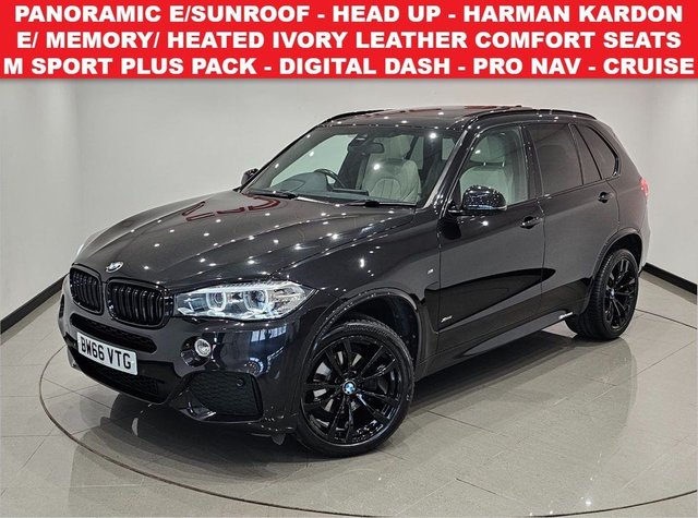 2017 66 BMW X5 3.0 30D (258 PS) M SPORT AUTO XDRIVE ( EURO 6 ) S/S 5DR + PRO NAV + PANORAMIC E/SUNROOF + E/M/HEATED COMFORT / SPORT LEATHERS + HEAD UP + HARMAN KARDON + M SPORT PLUS PACK + R/CAMERA + F/R PARK + XENON / L.E.D.S + 20S + E/BOOT 