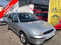USED 2003 53 FORD FOCUS 1.6 ZETEC 5d 99 BHP AUTOMATIC, 1 FORMER KEEPER, SERVICE HISTORY, NEW MOT, CD/RADIO, ELECTRIC WINDOWS, REMOTE CENTRAL LOCKING, FRONT FOG LIGHTS, ALLOY WHEELS AND CLOTH INTERIOR. CHEAP AUTOMATIC CARS ARE VERY SOUGHT AFTER AND WONT BE AROUND FOR LONG!