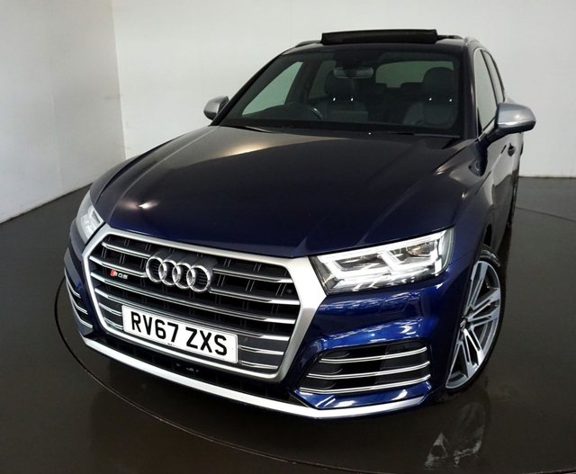 2017 67 Audi Sq5 3.0 SQ5 TFSI QUATTRO 5d AUTO 349 BHP-2 OWNER EXAMPLE FINISHED IN NAVARRA BLUE METALLIC-HEATED BLACK LEATHER UPHOLSTERY-SLIDE AND TILT GLASS PANORAMIC SUNROOF-DUAL CLIMATE CONTROL-DAB RADIO-SATNAV-BLUETOOTH-AUTO TAILGATE-REVERSE CAMERA-DIGITAL DASH