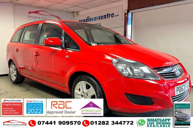 2013 63 Vauxhall Zafira 1.6 EXCLUSIV 5d 113 BHP