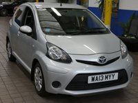 USED 2013 13 TOYOTA AYGO 1.0 VVT-I ICE 5d 68 BHP Low Mileage. Leather/Suede seats, Free to Tax. CAZ AND ULEZ Compliant. Excellent service history.