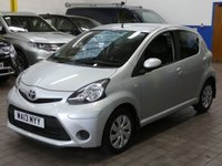 USED 2013 13 TOYOTA AYGO 1.0 VVT-I ICE 5d 68 BHP Low Mileage. Leather/Suede seats, Free to Tax. CAZ AND ULEZ Compliant. Excellent service history.