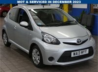 USED 2013 13 TOYOTA AYGO 1.0 VVT-I ICE 5d 68 BHP Low Mileage. Leather/Suede seats, Free to Tax. CAZ AND ULEZ Compliant. Excellent service history.