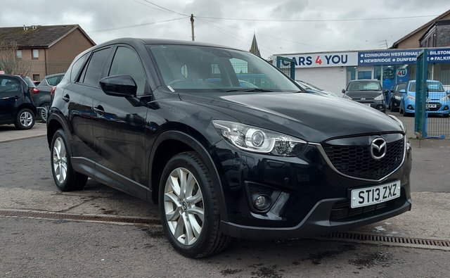 2013 13 MAZDA CX-5 2.2 D SPORT 5d 173 BHP FRONT AND REAR PARKING AID +  PRIVACY SCREEN +  FULL LEATHER TRIM +  SAT NAV +  CRUISE CONTROL +  FRONT HEATED SEATS +  DUAL CLIMATE CONTROL +  REVERSING CAMERA +  BLUETOOTH +  USB +  AUX +  19" ALLOYS +  DAYTIME RUNNING LIGHTS +