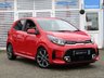 USED 2021 21 KIA PICANTO 1.0 GT-LINE 5d 66 BHP Finished in CHILLI RED  with HEATED BLACK LEATHER Trim. This is an excellent Top of the Range small car for the money. High quality and neatly designed interior. Great to drive and cheap to run. Also offers plenty of space for passengers with 5 doors. Features include DAB RADIO, Apple Play, Leather Trim, Rear View Camera, Alloys, B/Tooth, Power folding mirrors and much more. Serviced at 2930 miles, 6352 miles, and on arrival at 12584 miles.