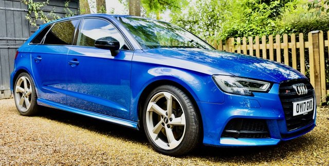 2017 17 Audi A3 2.0 S3 SPORTBACK TFSI QUATTRO BLACK EDITION 5d AUTO 306 BHP ARA BLUE//ADAPTIVE CRUISE//AUTO DIM REAR VIEW MIRROR//SUPER SPORTS SEATS//ONLY 32,000 MILES//X8 AUDI MAIN DEALER SERVICES//18 MONTH AUDI WARRANTY\\\\ 