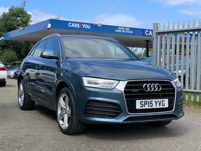 2015 15 AUDI Q3 2.0 TFSI QUATTRO S LINE PLUS 5d 178 BHP ULEZ COMPLIANT +  SERVICE RECORD +  FRONT AND REAR PARKING SENSORS +  FOUR WHEEL DRIVE +  FULL LEATHER SEATS +  HEATED SEATS +  DAB RADIO +  CRUISE CONTROL +  PADDLE SHIFTERS +  SAT NAVIGATION +  VOICE CONTROL +  DUAL ZONE CLIMATE CONTROL +  PADDLE SHIFTERS +  DAY TIME RUNNING LIGHTS +  19 INCH ALLOY WHEELS +