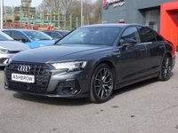 USED 2023 23 AUDI A8 3.0 TDI V6 50 QUATTRO BLACK EDITION MHEV 4d TIPTRONIC 282 S/S 1 OWNER FROM NEW, FULL AUDI SERVICE HISTORY, LAST SERVICED 16TH MARCH 2026. SAT NAV, VIRTUAL COCKPIT, FULL BLACK LEATHER, HEATED SEATS, REAR VIEW CAMERA, WIRELESS APPLE CARPLAY / ANDROID AUTO, ADAPTIVE AIR SUSPENSION, ADAPTIVE CRUISE CONTROL, AMBIENT LIGHTING, AUDI SOUND SYSTEM, PHONE BOX WIRELESS CHARGING, ELECTRIC MEMEORY SEATS, DAB RADIO, BLUETOOTH, ELECTRIC REAR SUN BLINDS, HEAD UP DISPLAY, MMI TOUCH, PARKING SYSTEM PLUS, POWER TAILGATE, PRIVACY GLASS, POWER DOOR CLOSURE, ISO FIX