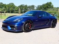 USED 2021 21 PORSCHE 718 CAYMAN 4.0 CAYMAN GT4 PDK 2d 415 BHP GREAT SPEC, SPORTS SEATS, PDK GEARBOX, PORSCHE WARRANTY, PDLS PLUS HEADLIGHTS, CARBON INTERIOR TRIM, RAX-TEX WITH CONTRASTING RED STITCHING, CHRONO, BOSE STEREO