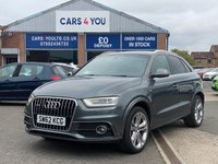 USED 2013 62 AUDI Q3 2.0 TDI QUATTRO S LINE 5d 138 BHP FRONT AND REAR PARKING AID +  AUDI SERVICE RECORD +  LED DAY TIME RUNNING LIGHTS +  DUAL ZONE CLIMATE CONTROL +  TRACTION CONTROL +  BLUETOOTH CONNECTION +  TRIP COMPUTER +  SPEED WARNING +  GEAR RECOMMENDATION +  AUTO HEADLIGHTS +  BENDING HEADLIGHTS +  CLUSTER BRIGHTNESS SETTING +  REAR WIPERS +   REAR HEATED WINDOW +  AUTO START/STOP +  CD PLAYER +  2 FRONT CUPHOLDERS +  AUTO SIDE MIRRORS +  POWER WINDOWS +  HEATED SIDE MIRRORS +  17 INCH ALLOYS