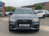 USED 2013 62 AUDI Q3 2.0 TDI QUATTRO S LINE 5d 138 BHP FRONT AND REAR PARKING AID +  AUDI SERVICE RECORD +  LED DAY TIME RUNNING LIGHTS +  DUAL ZONE CLIMATE CONTROL +  TRACTION CONTROL +  BLUETOOTH CONNECTION +  TRIP COMPUTER +  SPEED WARNING +  GEAR RECOMMENDATION +  AUTO HEADLIGHTS +  BENDING HEADLIGHTS +  CLUSTER BRIGHTNESS SETTING +  REAR WIPERS +   REAR HEATED WINDOW +  AUTO START/STOP +  CD PLAYER +  2 FRONT CUPHOLDERS +  AUTO SIDE MIRRORS +  POWER WINDOWS +  HEATED SIDE MIRRORS +  17 INCH ALLOYS