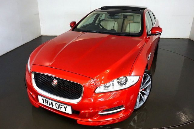2014 14 Jaguar Xj 3.0 D V6 PORTFOLIO 4d 275 BHP-2 OWNER CAR FROM NEW-FINISHED IN ITALIAN RACING RED METALLIC WITH HEATED IVORY LEATHER UPHOLSTERY-DUAL CLIMATE CONTROL-CRUISE CONTROL-MFSW-BLUETOOTH-SATNAV-SLIDE & TILT GLASS PANORAMIC SUNROOF-REVERSE CAMERA-20