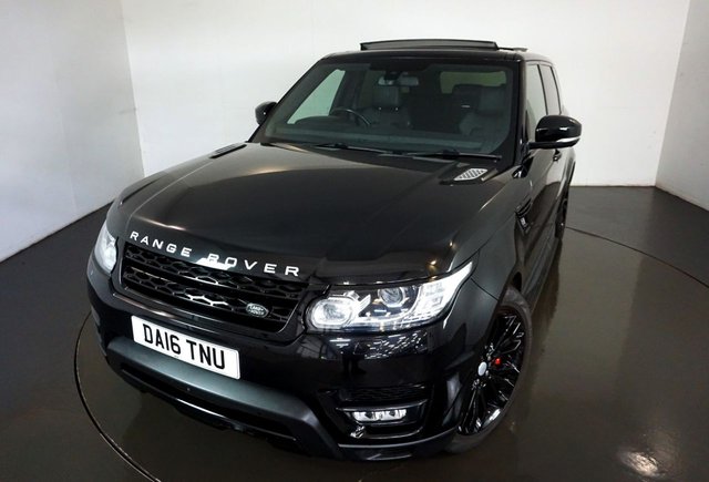 2016 16 Land Rover Range Rover Sport 3.0 SD V6 HSE Dynamic SUV 5dr Diesel Auto -4WD Euro 6 (s/s) (306 ps)-2 OWNERS FROM NEW-FINISHED IN SANTORINI BLACK METALLIC WITH HEATED EBONY LEATHER UPHOLSTERY-SOFT CLOSE DOORS-DUAL CLIMATE CONTROL-CRUISE CONTROL-MFSW-DAB RADIO-BLUETOOTH-SATNAV-SLIDE & TILT GLASS PANORAMIC SUNROOF-FIXED SIDE STEPS-21