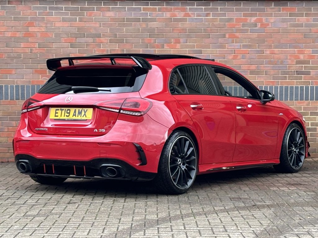 USED 2019 P MERCEDES-BENZ A-CLASS 2.0 A35 AMG (Premium Plus) Hatchback 5dr Petrol SpdS DCT 4MATIC Euro 6 (s/s) (306 ps) AERO KIT|PAN ROOF|2YR WARRANTY
