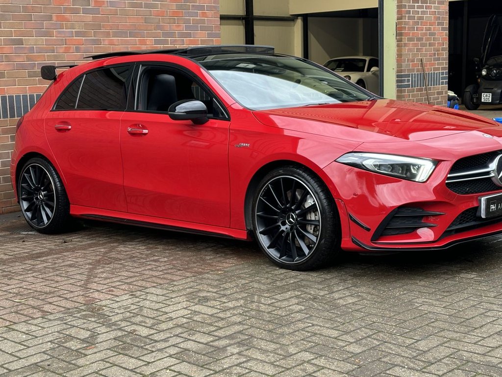 USED 2019 P MERCEDES-BENZ A-CLASS 2.0 A35 AMG (Premium Plus) Hatchback 5dr Petrol SpdS DCT 4MATIC Euro 6 (s/s) (306 ps) AERO KIT|PAN ROOF|2YR WARRANTY