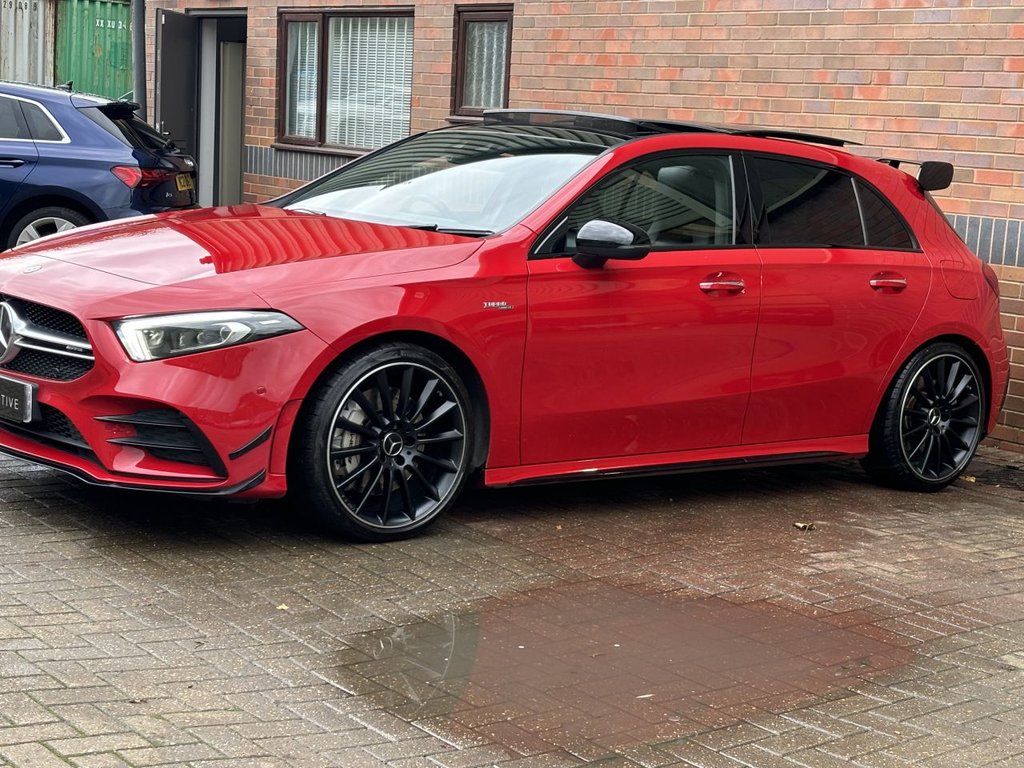 USED 2019 P MERCEDES-BENZ A-CLASS 2.0 A35 AMG (Premium Plus) Hatchback 5dr Petrol SpdS DCT 4MATIC Euro 6 (s/s) (306 ps) AERO KIT|PAN ROOF|2YR WARRANTY