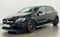 USED 2016 16 MERCEDES-BENZ A-CLASS 2.0 A45 AMG Hatchback 5dr Petrol SpdS DCT 4MATIC Euro 6 (s/s) (381 ps) Cosmos Metallic Black, Leather / Alcantara, Nappa Leather Multi Function Steering Wheel,