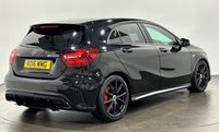 USED 2016 16 MERCEDES-BENZ A-CLASS 2.0 A45 AMG Hatchback 5dr Petrol SpdS DCT 4MATIC Euro 6 (s/s) (381 ps) Cosmos Metallic Black, Leather / Alcantara, Nappa Leather Multi Function Steering Wheel,