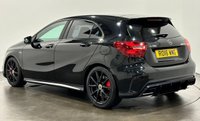 USED 2016 16 MERCEDES-BENZ A-CLASS 2.0 A45 AMG Hatchback 5dr Petrol SpdS DCT 4MATIC Euro 6 (s/s) (381 ps) Cosmos Metallic Black, Leather / Alcantara, Nappa Leather Multi Function Steering Wheel,