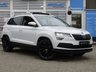USED 2018 18 SKODA KAROQ 2.0 TDI Edition SUV 5dr Diesel DSG 4WD Euro 6 (s/s) (150 ps) Finished in MOON WHITE Metallic with Full Heated Leather Trim. The Skoda Karoq is a breath of fresh air in the small to Mid SUV class. This top of the range model is bigger, classier inside and more comfortable than most of the others in its class. Features include, Sat Nav, Canton Sound, Virtual Dash, DAB Radio, Pan Roof, Alloys, Heated Memory Leather Seats, Cruise Control and much more. Dealer serviced at 10464, 20838, 39967, 59071, 77302(inc Haldex oil) and at 79866 miles (inc DSG Gear oil)