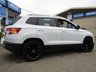 USED 2018 18 SKODA KAROQ 2.0 TDI Edition SUV 5dr Diesel DSG 4WD Euro 6 (s/s) (150 ps) Finished in MOON WHITE Metallic with Full Heated Leather Trim. The Skoda Karoq is a breath of fresh air in the small to Mid SUV class. This top of the range model is bigger, classier inside and more comfortable than most of the others in its class. Features include, Sat Nav, Canton Sound, Virtual Dash, DAB Radio, Pan Roof, Alloys, Heated Memory Leather Seats, Cruise Control and much more. Dealer serviced at 10464, 20838, 39967, 59071, 77302(inc Haldex oil) and at 79866 miles (inc DSG Gear oil)