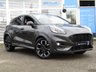 USED 2020 70 FORD PUMA 1.0T EcoBoost MHEV ST-Line X SUV 5dr Petrol Manual Euro 6 (s/s) (125 ps) Finished in MAGNETIC METALLIC with PART LEATHER Trim. This high specification Ford Puma certainly looks the part. It's got the raised up driving position, the eye-catching design, and a sort of miniature SUV shape. Features include Sat Nav, DAB Radio, B/Tooth, Apple Play, Virtual Dash B and O speakers and great Low Mileage. Serviced at 26635 miles and on arrival at 34870 miles.