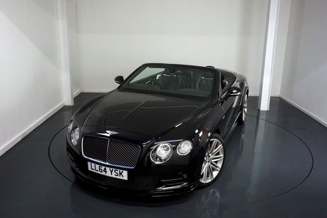 2015 64 Bentley Continental 6.0 W12 GTC Speed Convertible 2dr Petrol Auto 4WD Euro 5 (625 ps)-Registered Jan 2015-Onyx Black Metallic-Main Hide in Beluga-Linen Contrast Stitching-Speed Logo Stitched to Headrests-Automatic Headlight-Dynamic Range Adjustment-Piano Black  Interior Trim-Neck Warmer-Twin Front Armrest-Comfort Sports Equipment-Keyless Entry-Bluetooth-Mfsw-Dual Climate Control-Cruise Control-Lumbar Support to Front Seats-Power Tailgate-Satnav-Rear View Camera-21