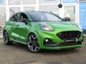 USED 2021 21 FORD PUMA 1.5T EcoBoost ST SUV 5dr Petrol Manual Euro 6 (s/s) (200 ps) Finished in MEAN GREEN METALLIC with HEATED RECARO ALCANTARA Trim. This Ford Puma certainly looks the part, it is the sportiest version of the Puma compact SUV, with meaner looks and a racier setup, It's got the raised up driving position, the eye-catching design, and a miniature SUV shape. Features include Nav with Virtual Dash, DAB, B&O Speakers, Heated Steering Wheel, Red Calipers, Auto Park, Rear Camera, B/Tooth, Low Mileage and more.  Dealer serviced at 11394 miles and 18545 miles