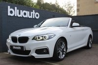 USED 2018 18 BMW 2 SERIES 2.0 218d M Sport Convertible 2dr Diesel Manual Euro 6 (s/s) (150 ps) 2 owners, Full service history, rear parking sensors, 18" alloys, electric lumbar support, leather seats, climate control, auto lights & wipers, voice command, bluetooth, sat nav...
