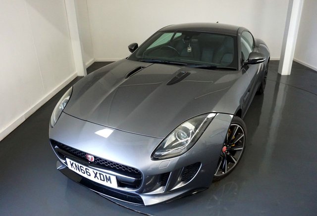 2016 66 Jaguar F-Type 3.0 V6 Coupe 2dr Petrol Auto Euro 6 (s/s) (340 ps)-Factory extras worth &pound;3,585-2 Former Keepers-Full Jaguar Service History-Finished in Corris Grey Metallic with Black Leather Upholstery-Dual Climate Control-Bluetooth-Satnav-Dab Radio-Mfsw-19 Inch Alloy Wheels-Reverse Camera-Sports Exhaust-Fantastic Example.