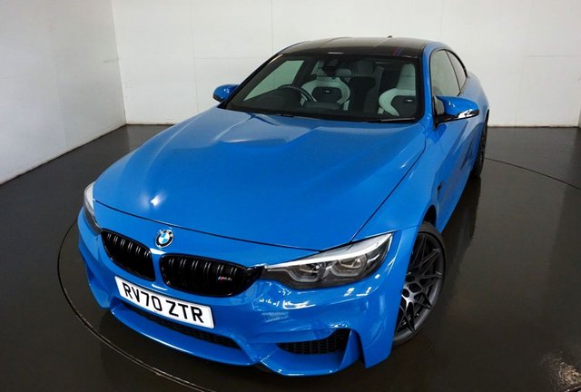 2020 70 BMW M4 3.0 BiTurbo Heritage Edition Coupe 2dr Petrol DCT Euro 6 (s/s) (450 ps)-1 Former Keeper-BMW Celebrates its motorsport heritage with a special edition of the BMW M4 Coupe-Limited to 75 units for the UK-750 Worldwide. Choice of 3 Colours Only-Imola red-Laguna Seca Blue & Velvet Blue metallic. Further distinguishing features of the M4 Edition M Heritage include a decorative strip in the colours of BMW M. It is integrated into the limited edition models carbon fibre reinforced plastic roof.Also new are forged 20-in alloys wheels in matt grey. Inside, there are two tone leather seats with contrast stitching and M Heritage identification within the headrests, carbon dashboard trim designed specifically for the M4 Edition M Heritage and door sill trim with further M Heritage identification.