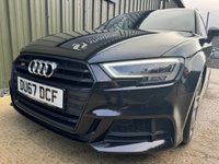 USED 2017 67 AUDI S3 2.0 TFSI Black Edition Sportback 5dr Petrol S Tronic quattro Euro 6 (s/s) (310 ps) 