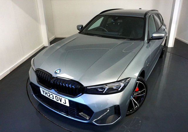 2023 23 BMW 3 Series 2.0 330e 12kWh M Sport Touring 5dr Petrol Plug-in Hybrid Auto Euro 6 (s/s) (292 ps)-Factory extras worth &pound;4,695-1 Owner From New-Vat Q-Finished in Skyscraper Grey Metallic-Half Black Leather/Alcantara Upholstery-Visibility Package-M Sport Pro Package-Privacy Glass-Heated Seats-Mfsw-Dab Radio-Bluetooth-Satnav-Dual Climate Control-Cruise Control-Great Family Car.