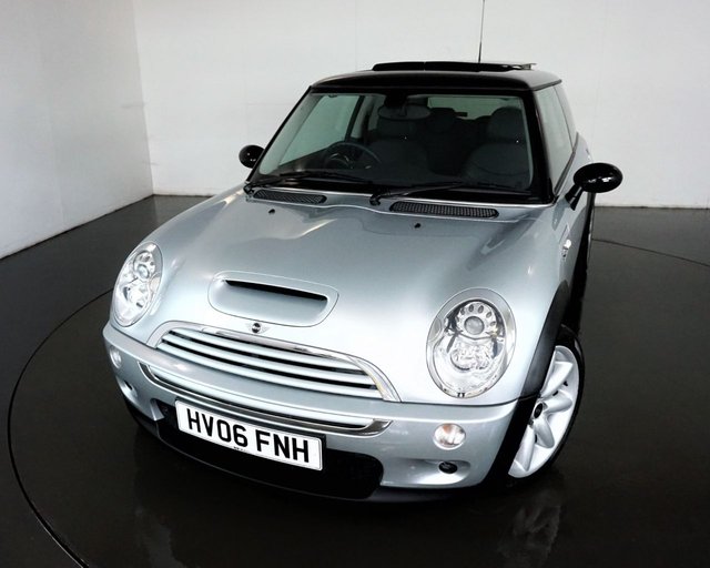 2006 06 MINI Hatch Cooper S 1.6 3d  AUTO  168 BHP-MAGNIFICENT R53 COOPER S, FINISHED IN PURE SILVER METALLIC WITH PANTHER BLACK GRAVITY LEATHER-1 FAMILY OWNER UP UNTIL 2023-ELECTRIC GLASS SUNROOF-SUN PROTECTION GLASS-HEATED FRONT SEATS-ISOFIX SYSTEM-PARK DISTANCE CONTROL-FOG LIGHTS-XENON HEADLIGHTS-RAIN SENSOR-AUTOMATIC AIR CONDITIONING-ON BOARD COMPUTER-SPORTS SUSPENSION SETTING PLUS-MFSW-VISIBILITY PACKAGE-ROOF AND MIRROR CAPS IN BLACK-CHILI PACK