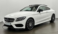 USED 2017 17 MERCEDES-BENZ C-CLASS 2.0 C300 AMG Line (Premium Plus) Coupe 2dr Petrol G-Tronic+ Euro 6 (s/s) (245 ps) Extremely Stylish Mercedes - Benz C300 Euro 6 245 BHP, High Gloss Polar White, Porcelain Leather Interior, Heads up display,Cruise Control,  Panoramic Glass Slide Roof,