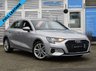 USED 2021 70 AUDI A3 1.0 TFSI 30 Sport Sportback 5dr Petrol Manual Euro 6 (s/s) (110 ps) Finished in eye catching FLORET SILVER with contrasting BLACK LEATHER trim. This fantastic facelift model is dripping with tech and desirability. It combines a great interior with a refined driving experience. Features include Virtual Dash, Apple Play, Sat Nav, DAB radio, Rear Park Sensors, B/Tooth Cruise Control, Leather, 2 Keys, 1 Owner, 17" Alloys and much more. Dealer Serviced at 10822 miles, 15760 miles, 23951 miles and on arrival at 34859 miles.