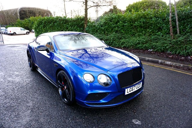 2017 67 Bentley Continental 4.0 V8 GT S Coupe 2dr Petrol Auto 4WD Euro 6 (528 ps)-Factory Extras Worth &pound;20,075-Fantastic Example Finished In Sequin Blue Metallic ( &pound;4500.00 Option)-Full Bentley Service History-2 Former Keepers-Supplied New By Jack Barclay-Beluga Hide-Seat Belts To Match-Kingfisher Contrast & Emblem Stitching-Mulliner Driving Specification With Painted Sports Wheels-Sports Exhaust-&pound;2000.00 Optional Extra-Exterior Mirrors In Beluga Gloss-Twin Front Armrests-Ventilated Front Seats With Massage Function-Rear View Camera-Wi Fi Hotspot-Dual Climate Control-Cruise Control-Mfsw-Dab Radio-Bluetooth-Satnav-Superb Example.