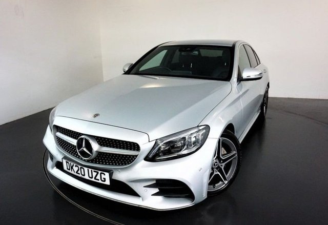 2020 20 Mercedes-Benz C-Class 2.0 C220d AMG Line premium Saloon-FINISHED IN IRIDIUM SILVER WITH BLACK LEATHER UPHOLSTERY-SMARTPHONE INTEGRATION PACKAGE-REVERSE CAMERA-ACTIVE PARK ASSIST-CRUISE CONTROL-ELECTRIC FOLDING MIRRORS-DAB RADIO-AMBIENT LIGHTING-DYNAMIC LED HEADLIGHTS-HEATED SEATS-KEYLESS START-WIRELESS CHARGING-18