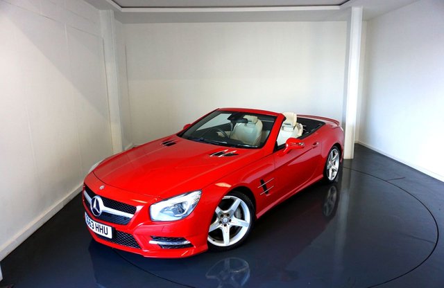 2013 63 Mercedes-Benz Sl 3.5 SL350 AMG Sport Convertible 2dr Petrol G-Tronic Euro 5 (s/s) (306 ps)-Factory Extras Worth &pound;6,820-1 Owner From New-Only 14000 Miles-Finished In Fire Opal Red-Heated Ivory Leather Upholstery-Panoramic Vario Roof With Magic Sky Control-19