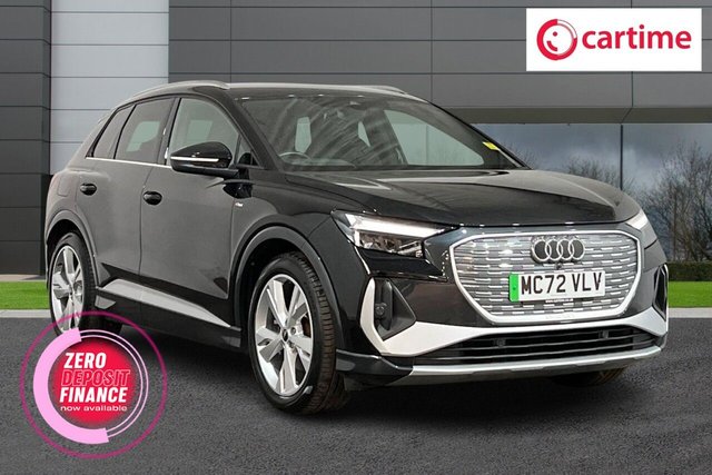 View our Audi Q4 E-Tron 35 S line SUV 5dr Electric Auto 55kWh (170 ps) Audi Virtual Cockpit, Apple CarPlay / Android Auto, 11in Touchscreen, Parking Sensors, 20in Alloys