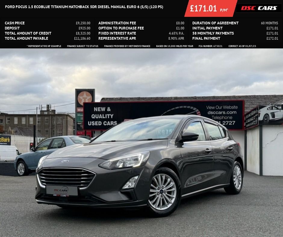 USED 2020 FORD FOCUS 1.5 EcoBlue Titanium Hatchback 5dr Diesel Manual Euro 6 (s/s) (120 ps) FANTASTIC SPEC CAR
