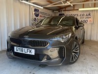 USED 2018 18 KIA STINGER 2.0 T-GDi GT-Line S Gran Turismo 5dr Petrol Auto Euro 6 (s/s) (244 bhp)+1 FORMER KEEPER+2 KEYS+FSH 11 STAMPS+PANORAMIC SUNROOF+LEATHER SEATS+MEDIA+APPS 2 KEYS+FSH 11 STAMPS+CLIMATE+1 FORMER KEEPER+PANORAMIC SUNROOF+FULL LEATHER SEATS+18" ALLOYS+BLUETOOTH+MEDIA+NAV+CRUISE+PARKING SENSORS+HEATED FRONT SEATS+REVERSE CAMERA+HPI CLEAR
