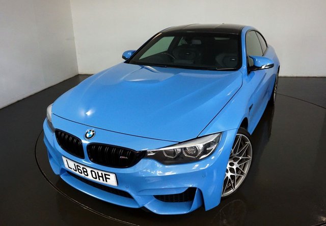 2018 68 BMW M4 3.0 BiTurbo GPF Competition Coupe 2dr Petrol DCT Euro 6 (s/s) (450 ps)-Fantastic Low Mileage Example Finished In Yas Marina Blue-Heated Black Merino Leather Upholstery-Privacy Glass-Dual Climate Control-Cruise Control-Mfsw-Dab Radio-Bluetooth-Satnav-Auto Headlights-Harman Kardon-Standard M4 With Original Paint.
