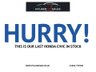 USED 2014 14 HONDA CIVIC 1.8 i-VTEC SR Hatchback 5dr Petrol Manual Euro 5 (s/s) (142 ps) 12 MONTH NATIONAL WARRANTY!!