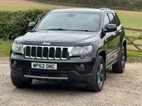 USED 2013 62 JEEP GRAND CHEROKEE 3.0 V6 CRD Overland SUV 5dr Diesel Auto 4WD Euro 5 (237 bhp) METALLIC BLACK+BLACK HEATED LEATHER