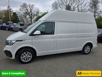 USED 2021 21 VOLKSWAGEN TRANSPORTER 2.0 TDI T30 Highline LWB in white with 64,000 miles, FSH, 1 owner, ULEZ compliant, 5-speed manual, A/C, Bluetooth & more! Plus VAT @ 20%! APPROVED CARS AND FINANCE ARE PLEASED TO OFFER THIS VOLKSWAGEN TRANSPORTER 2.0 TDI T30 HIGHLINE LWB IN WHITE WITH 64,000 MILES AND A FULL SERVICE HISTORY, 1 OWNER FROM NEW, ULEZ COMPLIANT EURO 6 DIESEL LWB HIGH ROOF PANEL VAN WITH A GREAT SPEC SUCH AS A 5 SPEED MANUAL GEARBOX, BLUETOOTH CONNECTIVITY, AIR CONDITIONING, CRUISE CONTROL, ELECTRIC MIRRORS, ELECTRIC WINDOWS, DAB RADIO, HEATED FRONT SCREEN, REAR PARKING SENSORS, DUAL PASSENGER SEAT, 16 INCH ALLOY WHEELS, 6.5 INCH TOUCHSCREEN DISPLAY AN