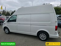 USED 2021 21 VOLKSWAGEN TRANSPORTER 2.0 TDI T30 Highline LWB in white with 64,000 miles, FSH, 1 owner, ULEZ compliant, 5-speed manual, A/C, Bluetooth & more! Plus VAT @ 20%! APPROVED CARS AND FINANCE ARE PLEASED TO OFFER THIS VOLKSWAGEN TRANSPORTER 2.0 TDI T30 HIGHLINE LWB IN WHITE WITH 64,000 MILES AND A FULL SERVICE HISTORY, 1 OWNER FROM NEW, ULEZ COMPLIANT EURO 6 DIESEL LWB HIGH ROOF PANEL VAN WITH A GREAT SPEC SUCH AS A 5 SPEED MANUAL GEARBOX, BLUETOOTH CONNECTIVITY, AIR CONDITIONING, CRUISE CONTROL, ELECTRIC MIRRORS, ELECTRIC WINDOWS, DAB RADIO, HEATED FRONT SCREEN, REAR PARKING SENSORS, DUAL PASSENGER SEAT, 16 INCH ALLOY WHEELS, 6.5 INCH TOUCHSCREEN DISPLAY AN