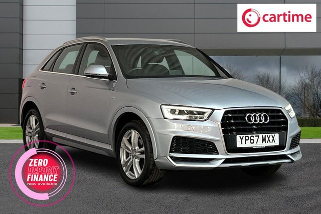 View our Audi Q3 1.4 TFSI CoD S line Edition SUV 5dr Petrol S Tronic Euro 6 (s/s) (150 ps) 6.5in Sat Nav Display, DAB / Bluetooth / USB / CD, Rear Parking Sensors, Auto LED Lights, Heated Power-Folding Door Mirrors, 